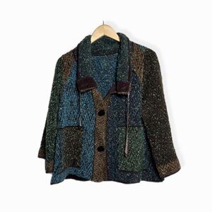 Artsy Colorblock Shawl Collar Cardigan